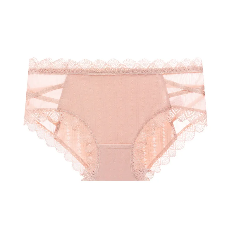 

Women's panties Japanese cotton sexy lacefemale lingerie stitching mesh style Panties seamless breathable Women's underwear