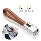 Умный USB-кабель 2 в 1, с кожаным декором, USB Type-C, 2 А, для быстрой зарядки и передачи данных