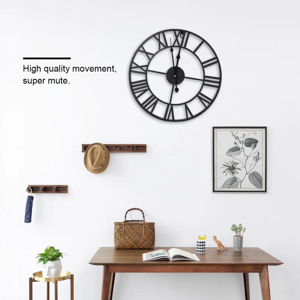 

Классический круглый металлический античный Промышленный Утюг настенные часы римские цифры, украшение для дома, кафе (40 см)