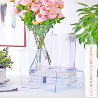 wake flower bucket acrylic flower bucket flower shop extra large plastic transparent flower flower bucket household