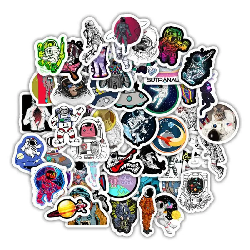 

10/30/50PCS Cartoon Astronaut Space Exploration Graffiti Suitcase Guitar Suitcase Waterproof Stickers Decorative Toys Wholesale