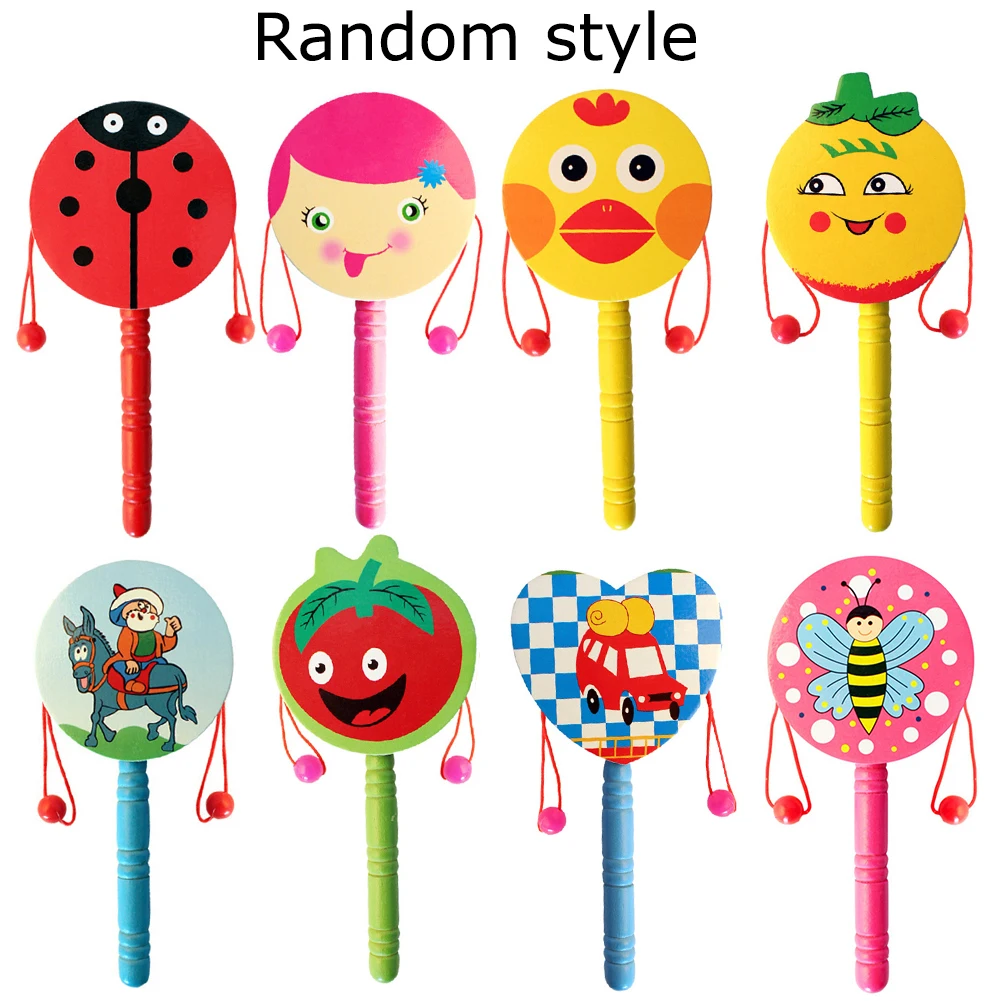

Infant Baby Rattles Cartoon Hand Bells Developmental Rattle Bed Kids Toys Musical Shaker Wood Rattle-Drum Baby Toys