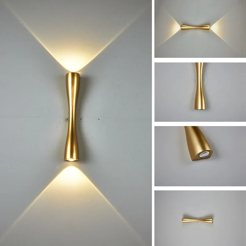 

Modern Simple Led Wall Lamp Gold Aluminium Indoor Outdoor Wall Lamp Hotel Aisle Corridor Bedside Stairs Led Long Horn Wall Lamp
