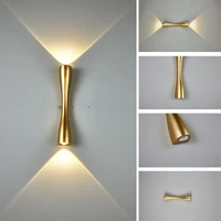 modern simple led wall lamp gold aluminium indoor outdoor wall lamp hotel aisle corridor bedside stairs led long horn wall lamp