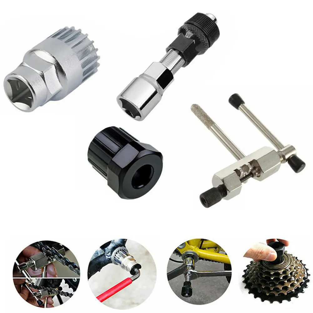 

4 PCS Bicycle Repair Tool Sets Kits Chain Crank Wheel Extractor Pedal Remover Puller Tool Outdoor Cycling MTB Bike Axle Remover