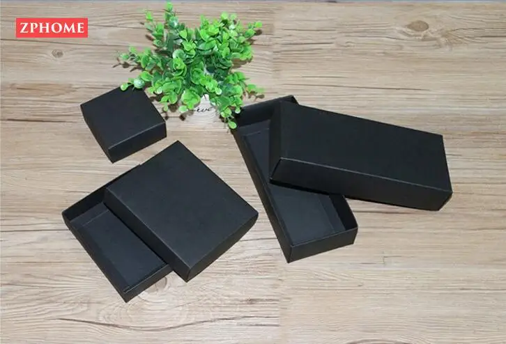 10 размеров Упаковочная черно белая крафт бумага подарочная упаковочная коробка