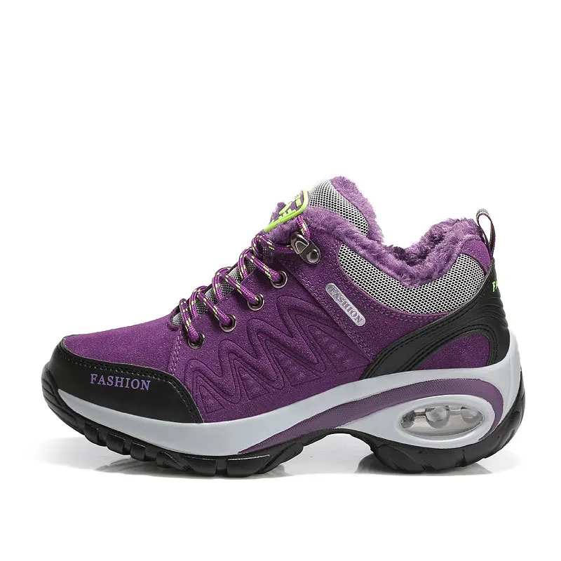 

Outdoor Trekking Sneakers Women Waterproof Climbing Non-slip Wear-resistant Plush Warm Travel Casual Sport Walking Shoes Winter
