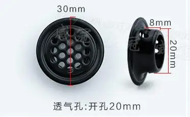 20mm black flat 10 шт./лот 30 мм/35 мм/40 мм/43 мм/65 мм из нержавеющей стали вентиляционное отверстие шкаф украшение шкафа респирадеро круглая вентиляционная система - Цвет: 20mm black flat