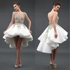ТРАПЕЦИЕВИДНОЕ вечернее платье без рукавов, бальное платье для выпускного вечера, белое официальное платье для встречи выпускников, кружевное мини-платье из органзы выше колена с аппликацией