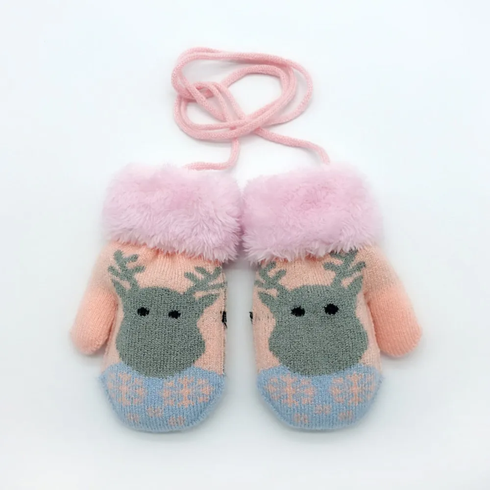 Рождественские Оригинальные перчатки с мультяшным оленем бархатные вязаные