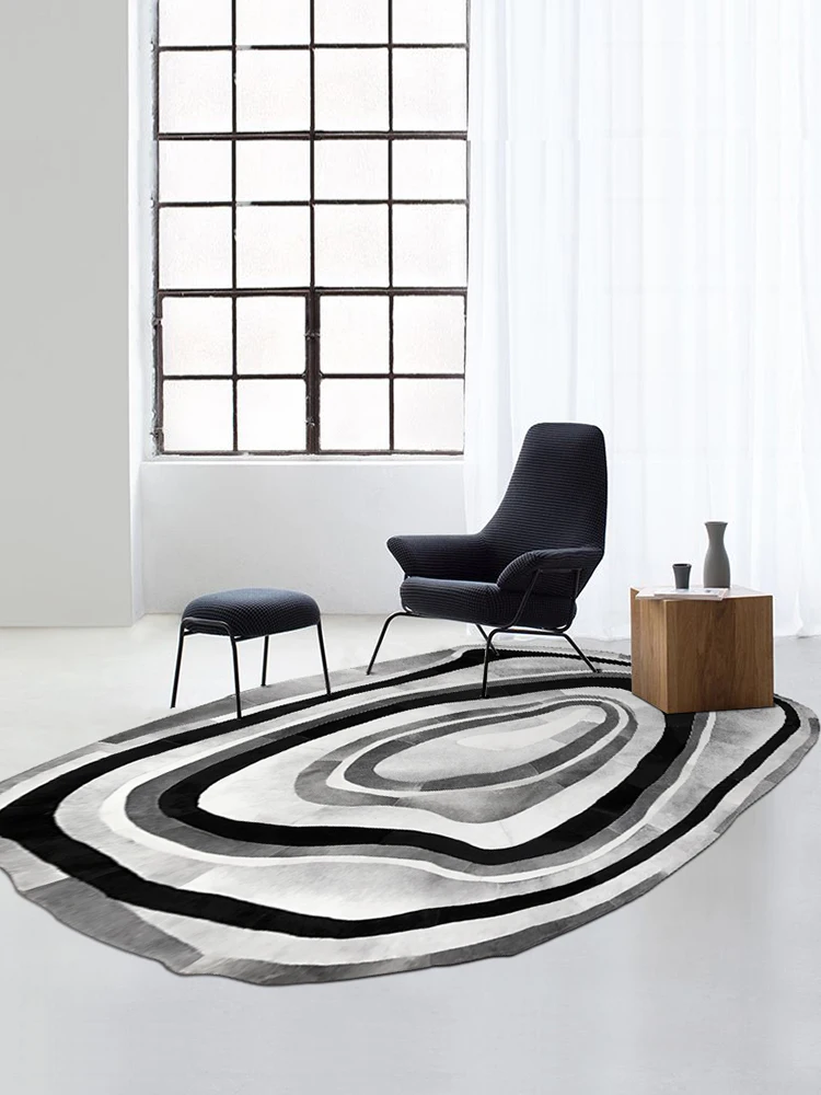 

Овальный ковер ручной работы из воловьей кожи на заказ