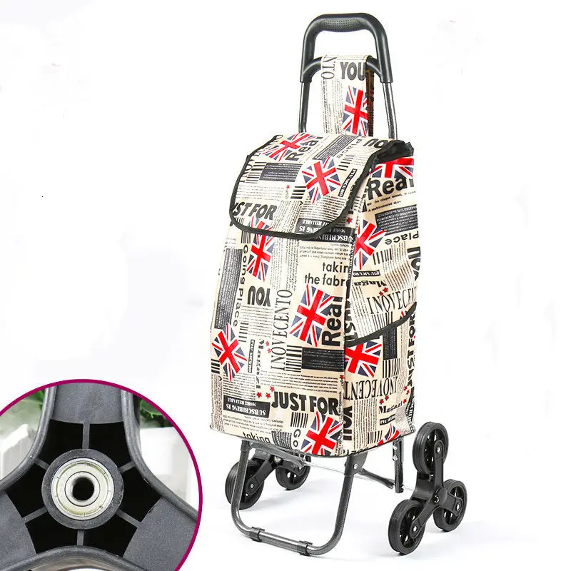 Складная корзина для покупок с колесом утолщенная удочка багажная тележка