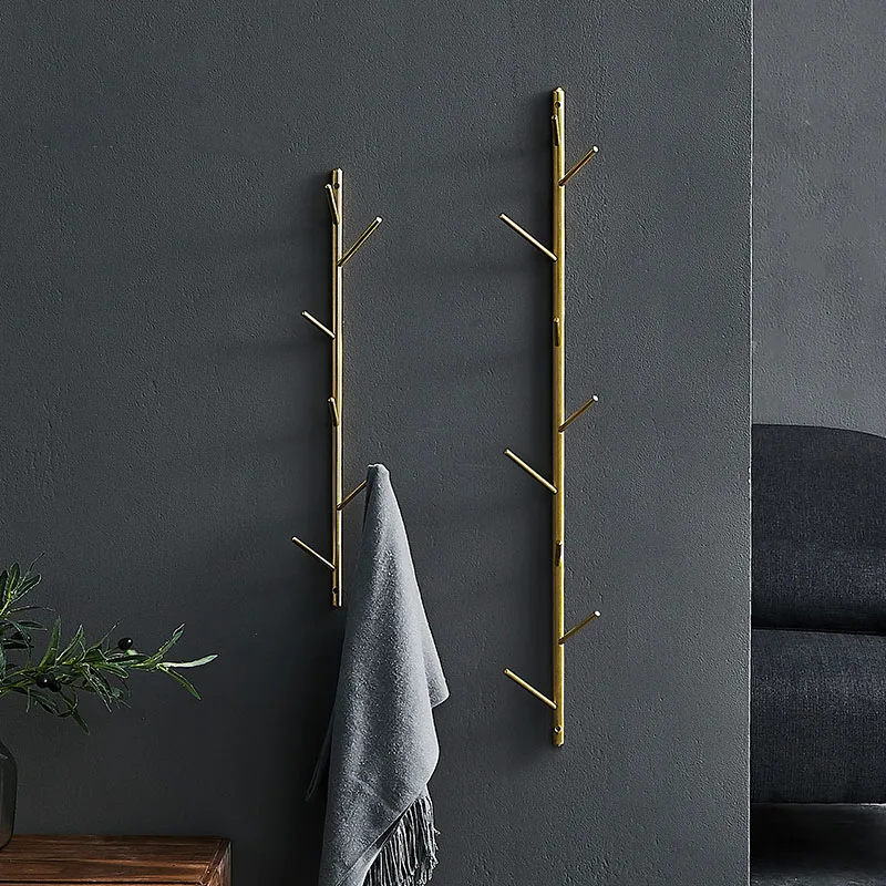 

Золотистая латунная вешалка для пальто, вешалка для спальни, Скандинавская настенная вешалка, вертикальная вешалка для хранения одежды, кр...