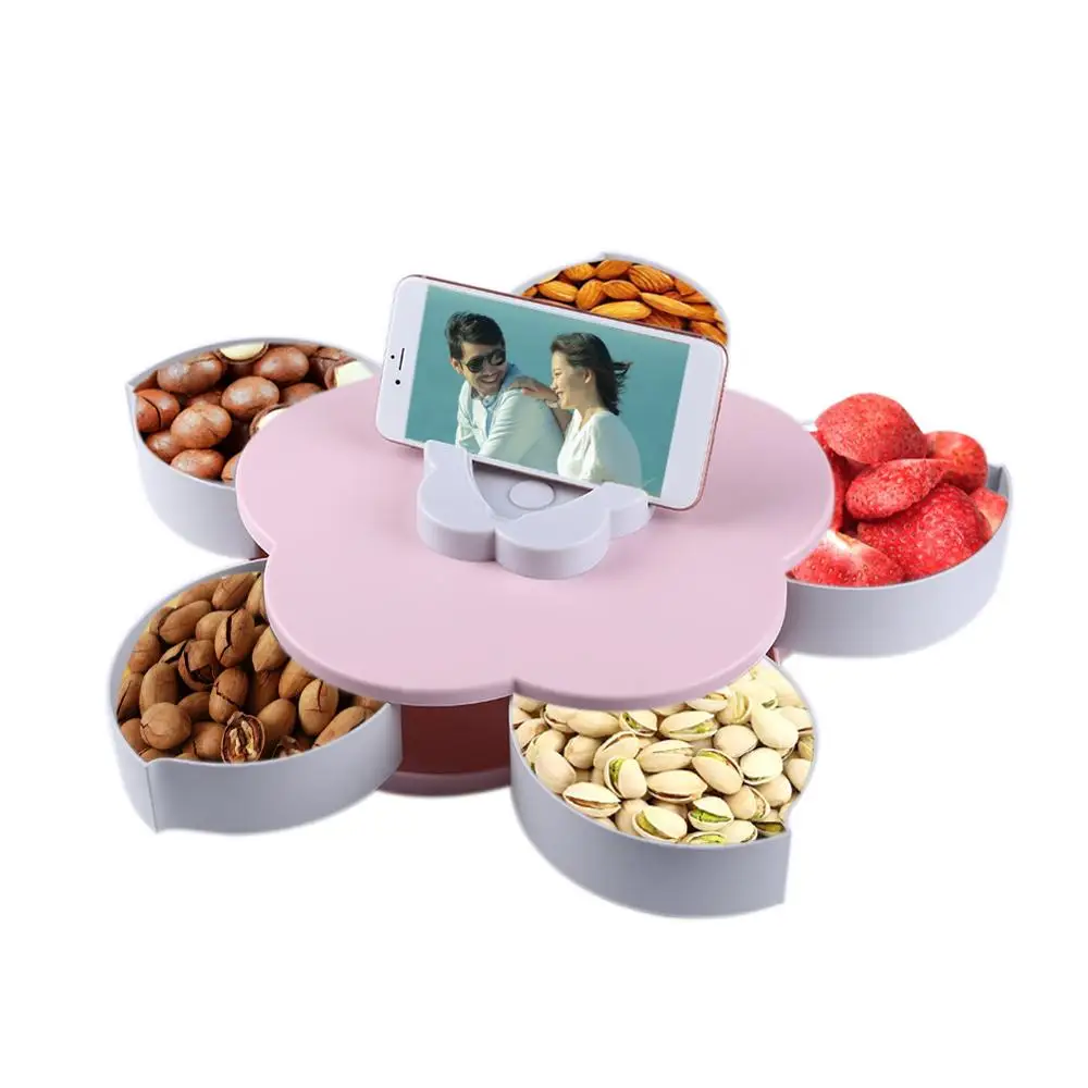 Вращающаяся Тарелка для закусок еда конфеты из ореха коробка хранения с