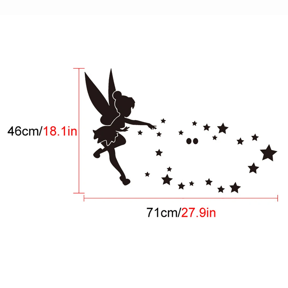 

Fairy Angel Acrylic Mirror Wall Stickers 3D DIY Angel In The World Star Mirror Silver Wall Sticker Kids Bedroom Home Decor