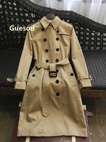 women trench coat 2019 autumn winter women new arrival british 100 cotton waterproof double breasted trench outerwear guesod