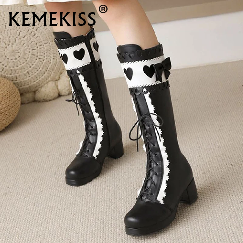 

Женские сапоги до колена на толстом высоком каблуке, разные цвета