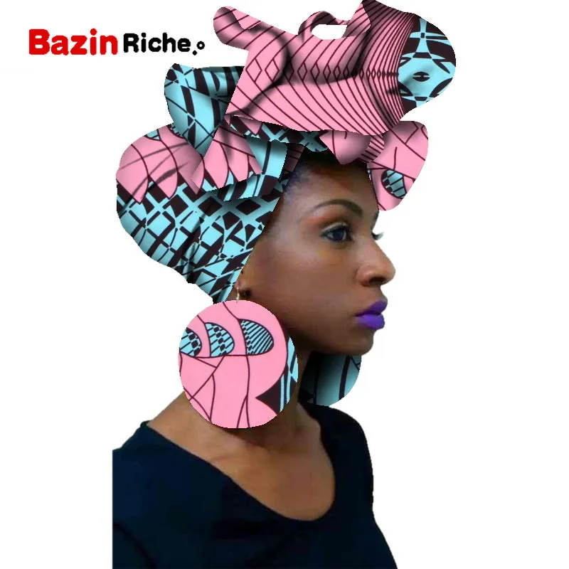 Африканские головные уборы Sego Gele галстук и серьги наборы из 2 предметов ткань с