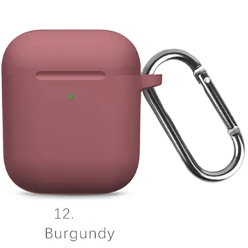 12 Burgundy Жидкие силиконовые наушники корпус для AirPods анти-грязь APPLE airpods чехол розовый черный темно-синий желтый красный - Цвет: 12 Burgundy