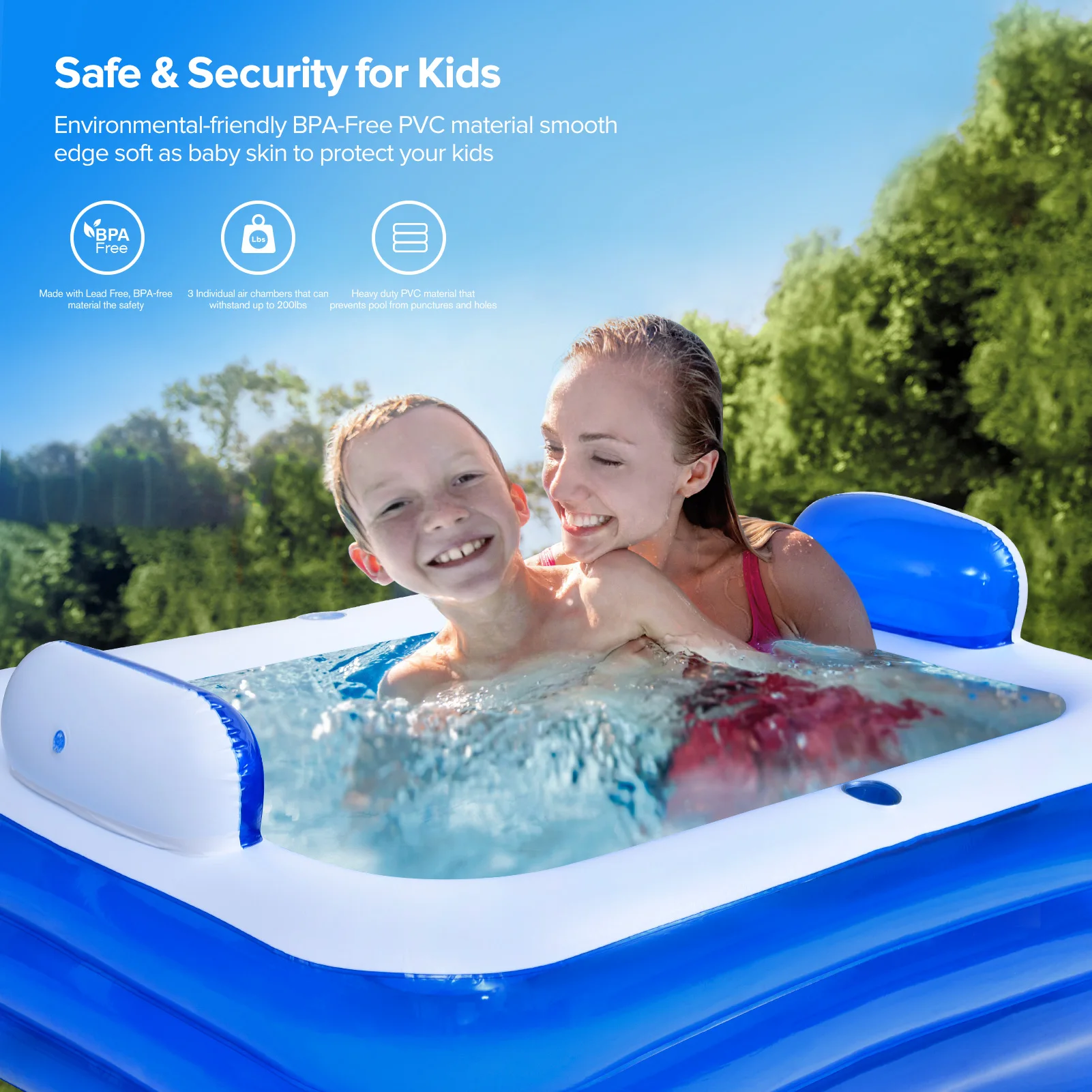 

New inflatable double-layer bathtub, 3-layer thickened PVC swimming pool, summer outdoor water swimming and play pool #WW
