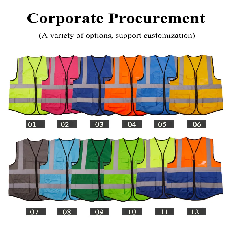 

20pcs High Visibility Reflective Vest Zipper Motorcycling Safety Vest Reflective Strips Construction Workwear Reflective Vest