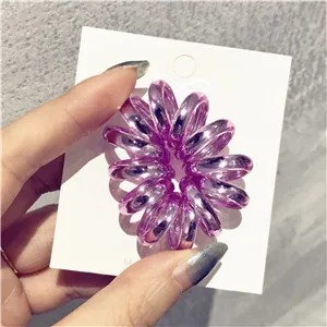 Purple ; модная базовая Серебряная резиновая Корейская плетенная обувь для девочек; телефонное кольцо для волос; эластичная резинка для волос - Цвет: Purple