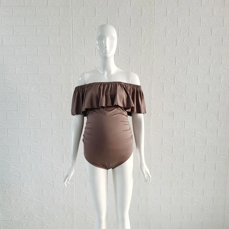 Летняя Цветочная печать эластичная фотосессия для беременных боди Слэш шеи