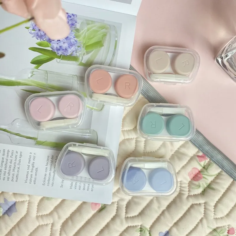 

Women Solid Color Contact Lens Case Cute Lenses Tweezer Suction Stick Set Contact Lens Cases Eye Care Kit Organizer Container