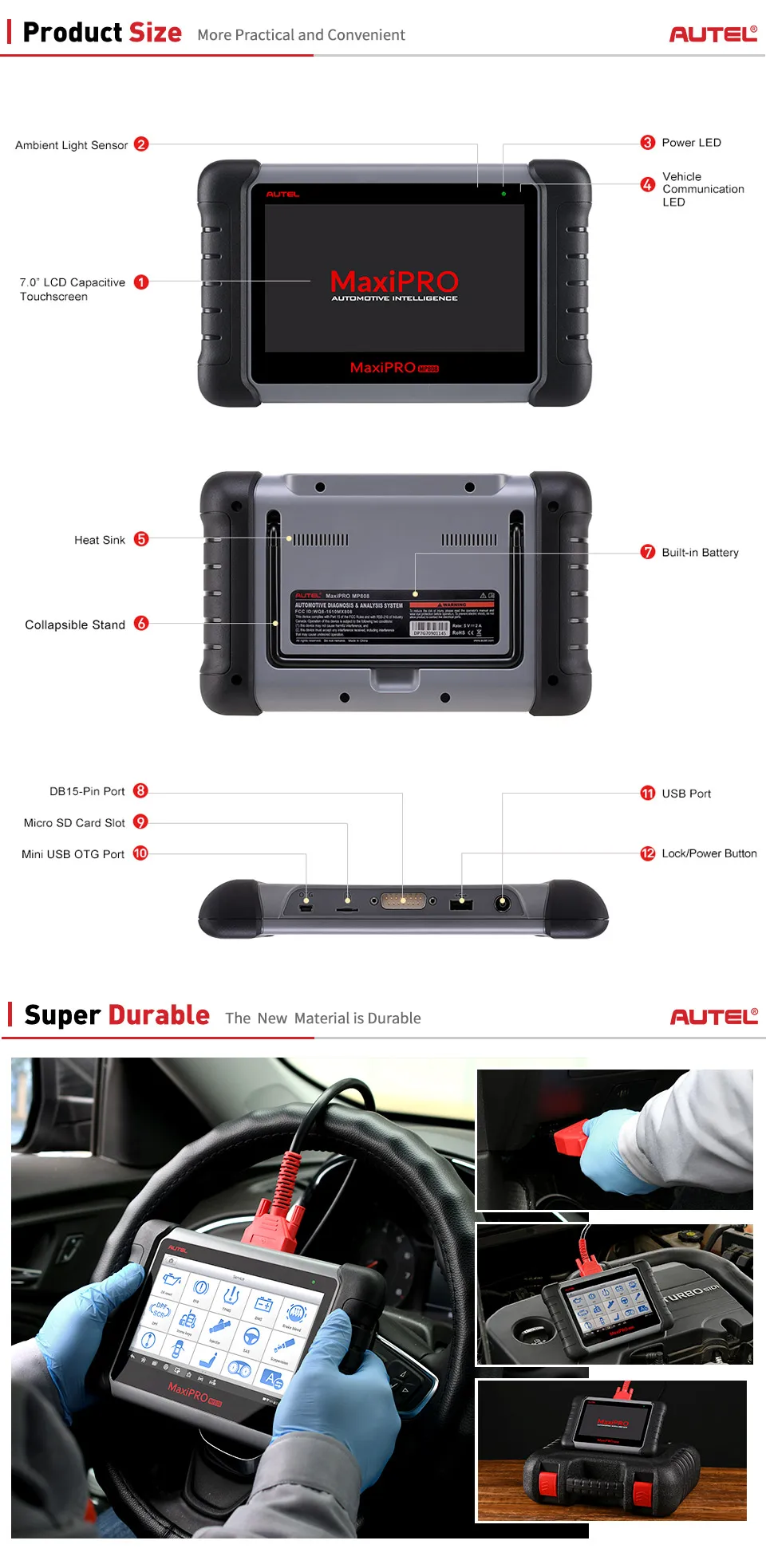 Autel MaxiPro MP808 диагностический инструмент PK DS808 DS708 Maxisys MS906 Автомобильный сканер сброса услуги ключ кодирования OBD OBD2 сканер
