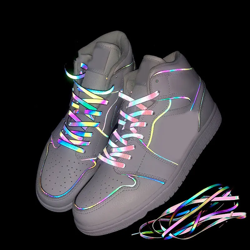 

120/140/160cm Holographic Reflective Shoelace Rope Women Men Glowing In Dark Shoe Laces For Sneakers Sport Shoes Rope Bootlaces