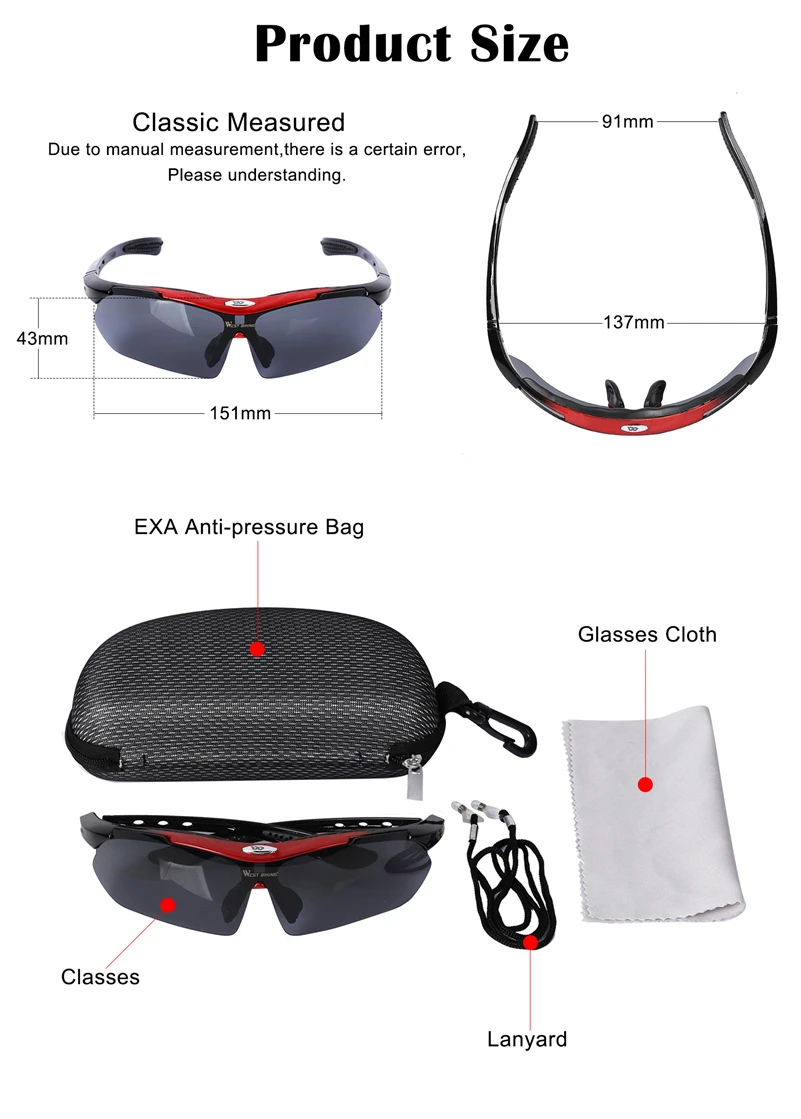 

WEST BIKING Sport Cycling Sunglasses Road bike Glasses Men women Mountain Bike Bicycle Glasses Riding Protection Goggles Eyewear