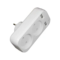 usb plug adapter 2 socket with double usb port new design european 5v 2a usb extension socket z5 01 white color