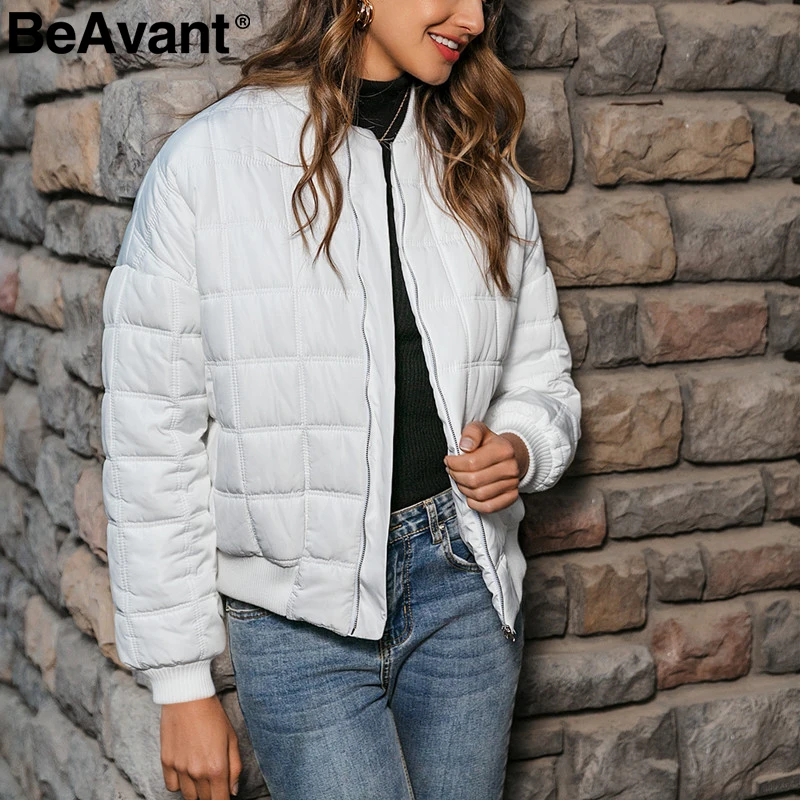 BeAvant модная клетчатая теплая белая парка Женская Повседневная с длинным рукавом