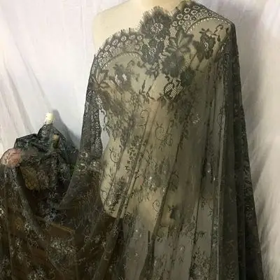 dark grey 3 м/упак. ширина 150 см белый черный diy изысканные классические ресницы кружева украшения вышивка кружевная ткань - Цвет: dark grey
