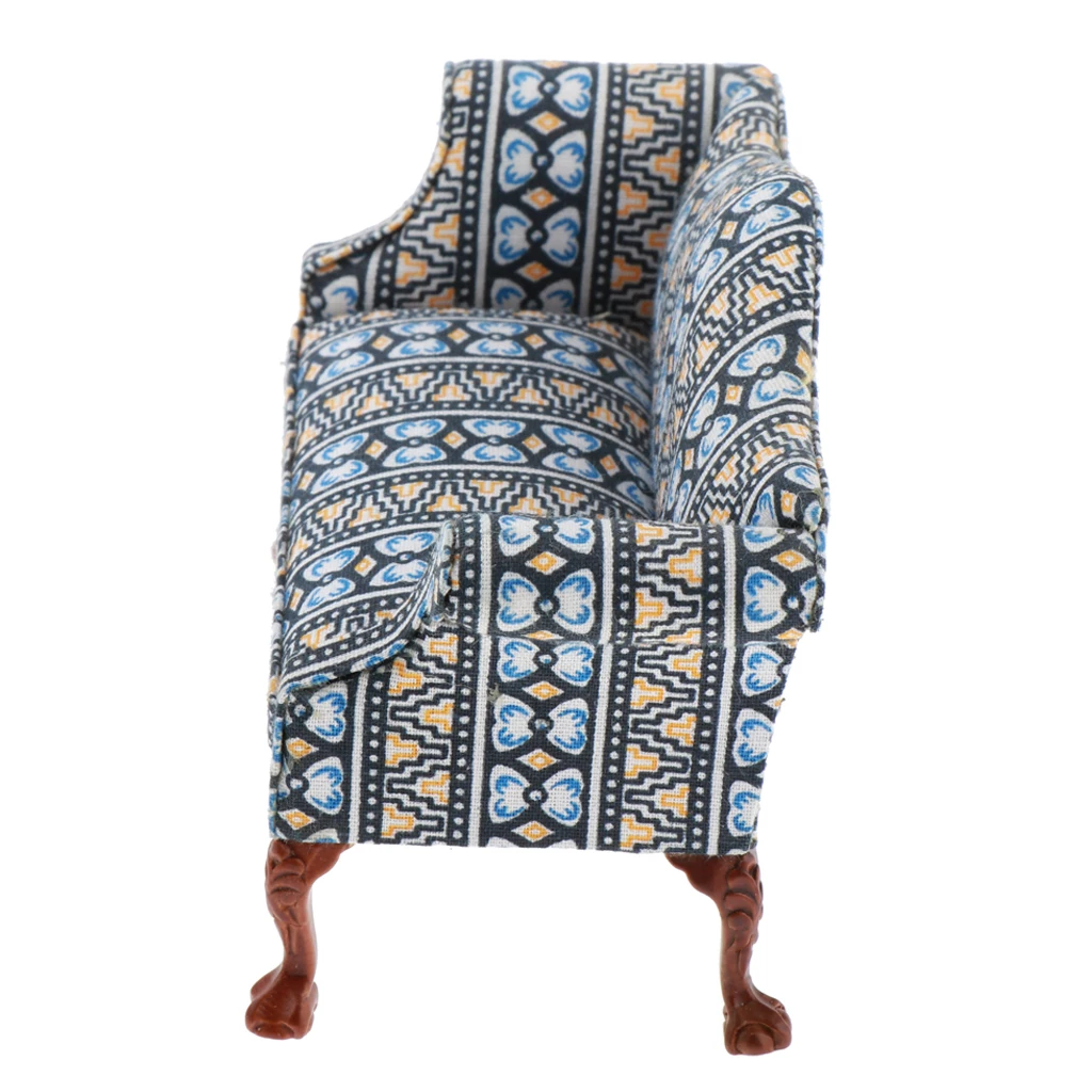 Аксессуары для кукольного домика 1/12 весы миниатюрный диван Loveseat игрушки для кукол для дома гостиной Декор-темно-синий