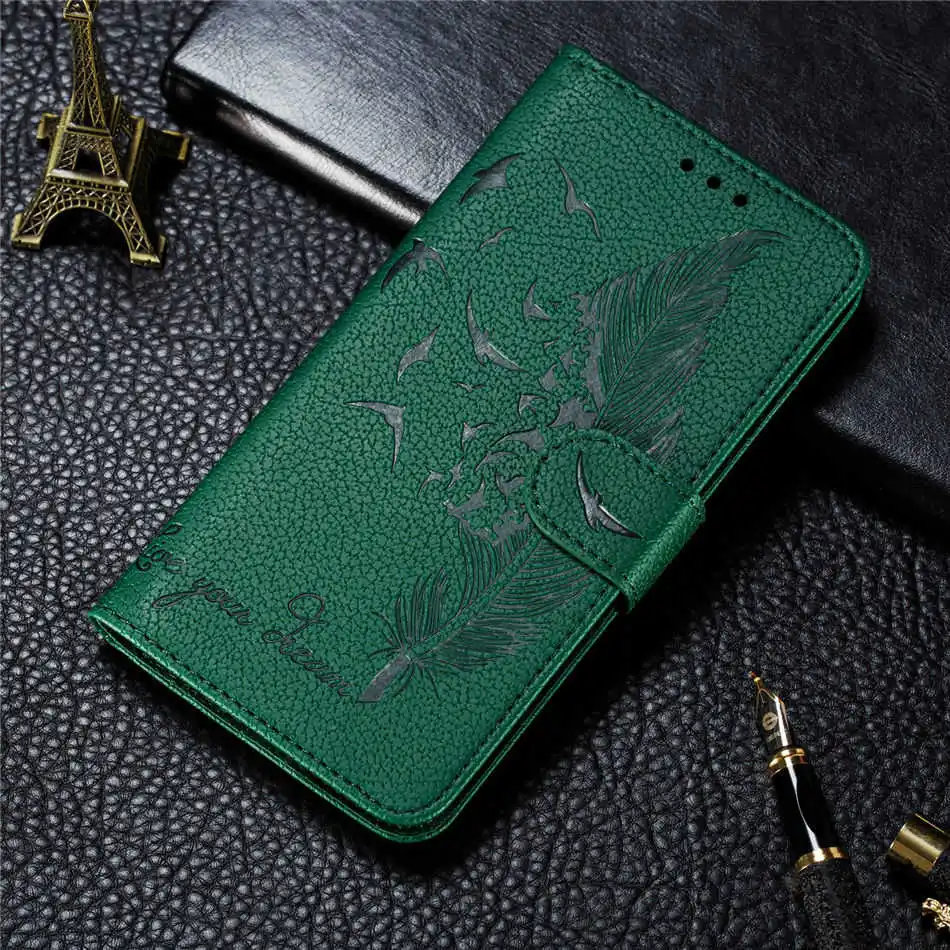 Green A A6 милое парадное перо Litchi Чехлы для samsung Galaxy A70 A60 A50 A40 A30 A20 A10 бумажник чехол A7 A8 A8S A9 M10 M20 M30 P13G - Цвет: Green A