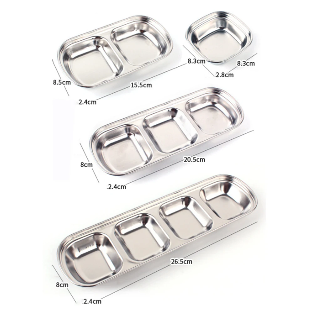 

Stainless Steel Outdoor Barbecue Dipping Dish Multi-grid Seasoning Dish Divided Grid Dipping Sauce Soy Sauce Vinegar Dish