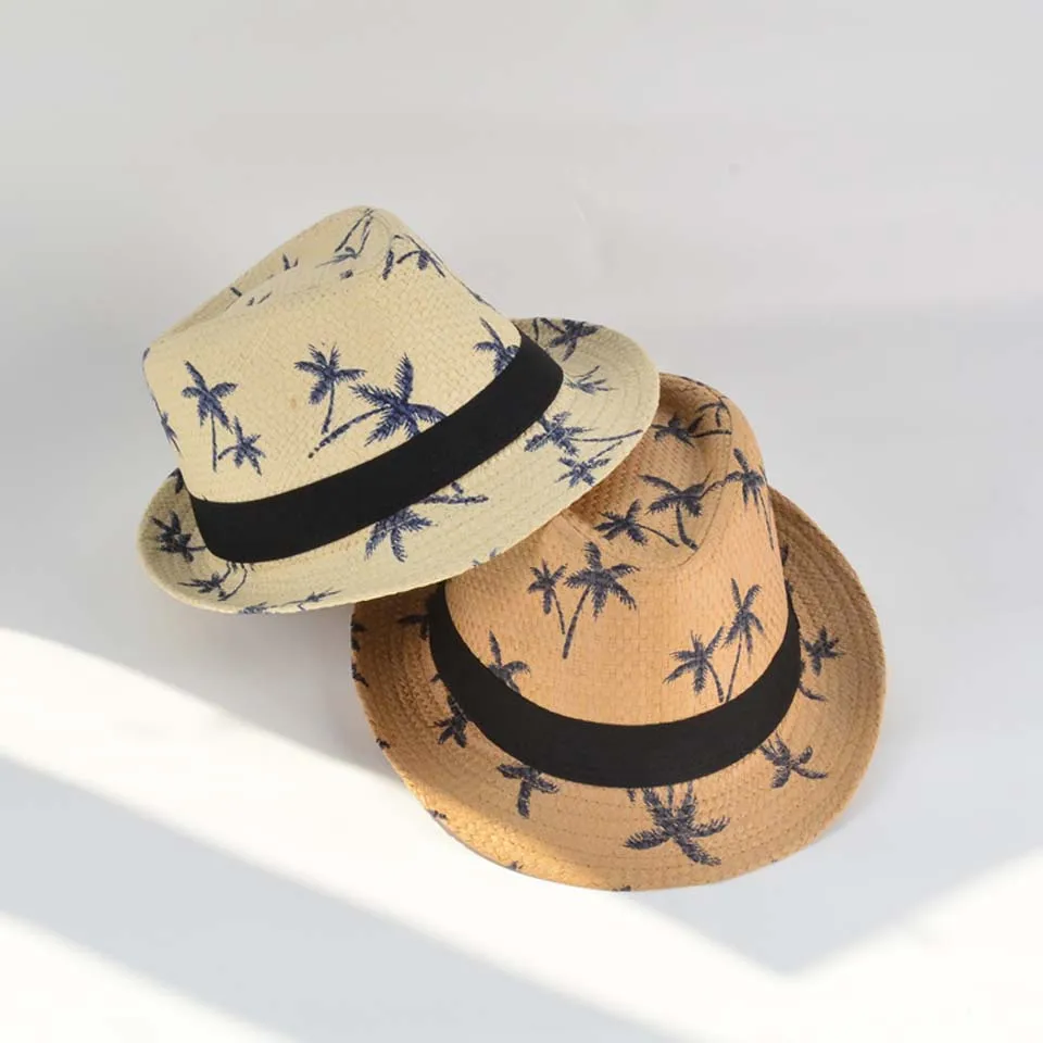 Соломенная Детские шляпы от солнца шляпа для пляжа 4 цвета мальчиков и девочек |