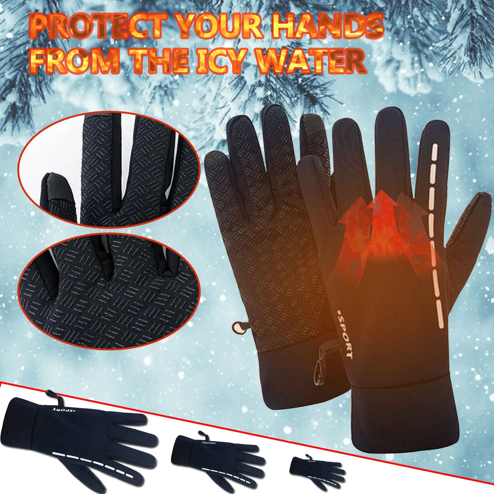 

Popular Unisex Autumn And Winter Double Layer Plush Velvet Warm And Wear-Resistant Outdoor Cold Wind All-Match Gloves