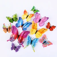12pcs multicolor double layer wings 3d butterfly wall sticker pvc magnet butterflies for home decor fridge magnetic stickers