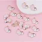 10 Белой и Черной эмалью Шарм в виде коровы для детей, мультики, опт Подвески с коровой для животных поставки ювелирных изделий на новый год Подвески корова RT36R3E