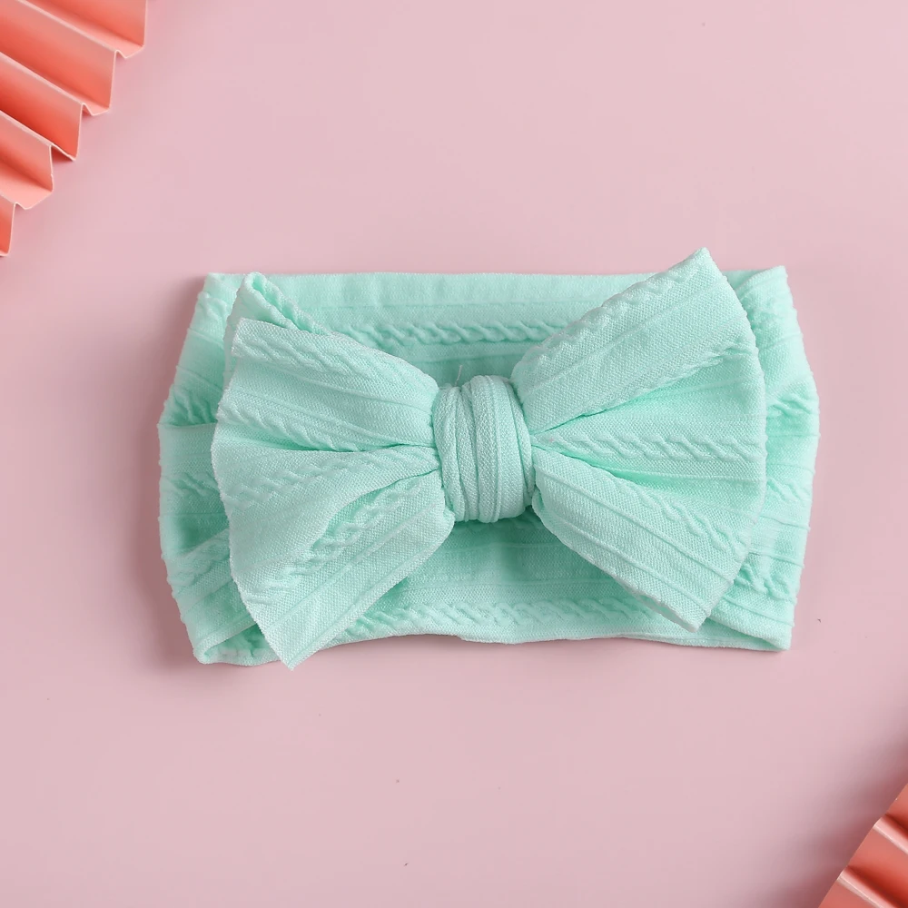 

Solid Color Soft Nylon Elastic Baby Headband Wide Hair Bands Baby Girls Bows Knotted Newborn Double Layer Bows Hair Accessories