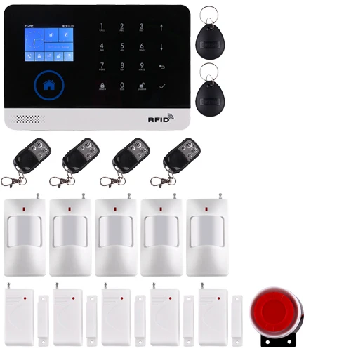 Option10 Беспроводная домашняя охранная Wi-Fi GSM GPRS Сигнализация приложение пульт дистанционного управления RFID карта Arm Disarm EN RU ES PL DE переключаемый - Цвет: Option10