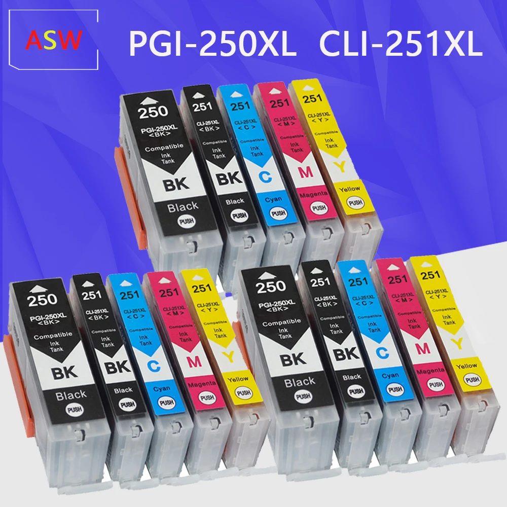 15PK PGI250 PGI-250 CLI-251 for Canon PIxma MG6620 MX922 MG5620 MG5420 MG6320 MG6420 MG7520 MG5520 iP7220 ink cartridge | Компьютеры и