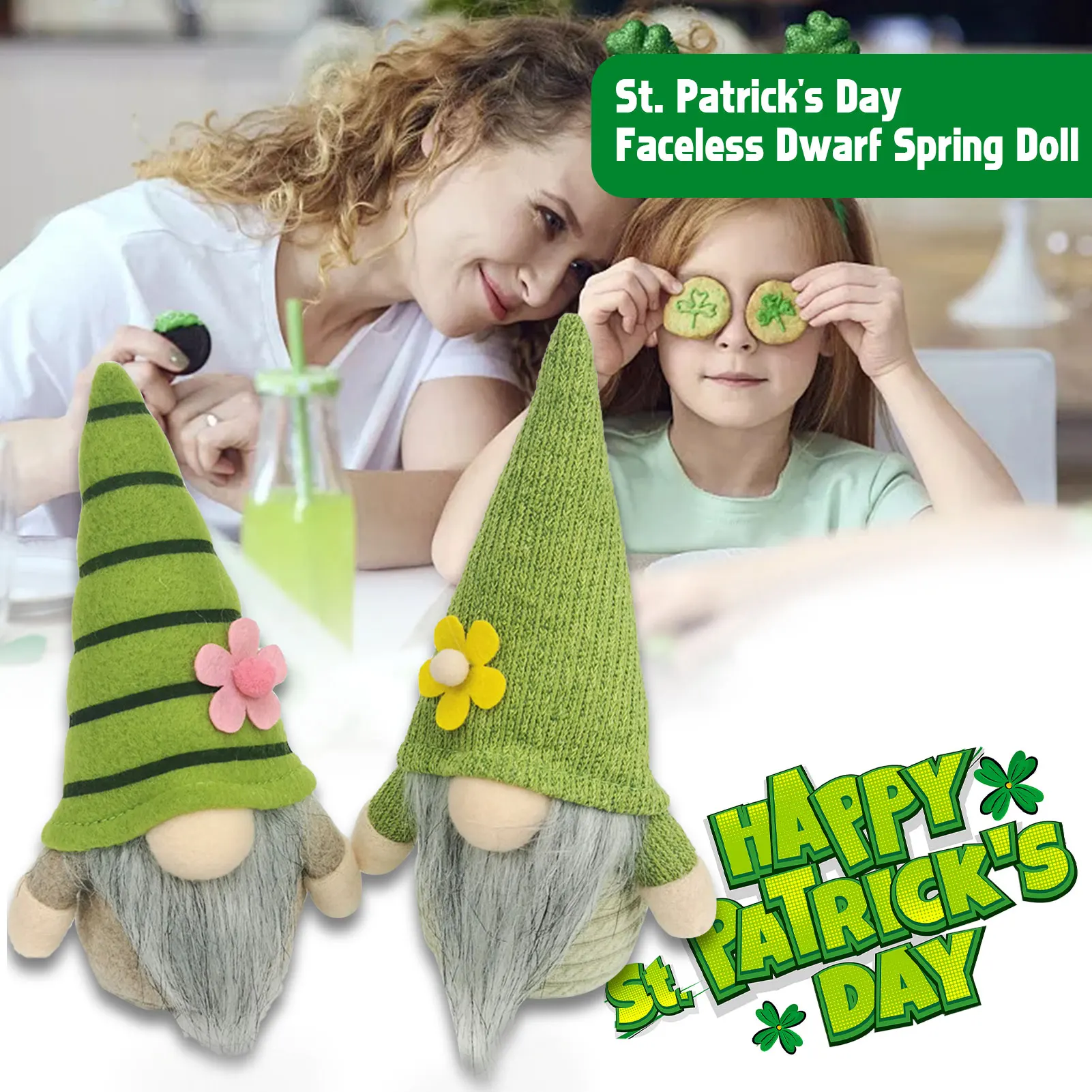 Зеленая карликовая кукла ко Дню Святого патрикса Весенняя пасхальные изделия из