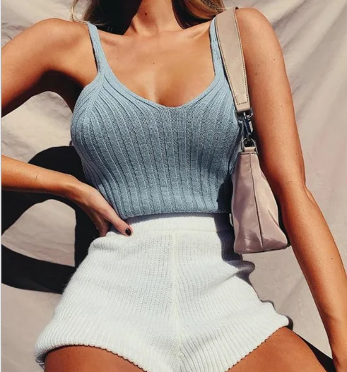 

2021 Women's Top Fashion Knitted Crop Tops Cotton Tank Crop Tops Lingerie Underwear Streetwear mujer Vest Cropped Tee Camisole