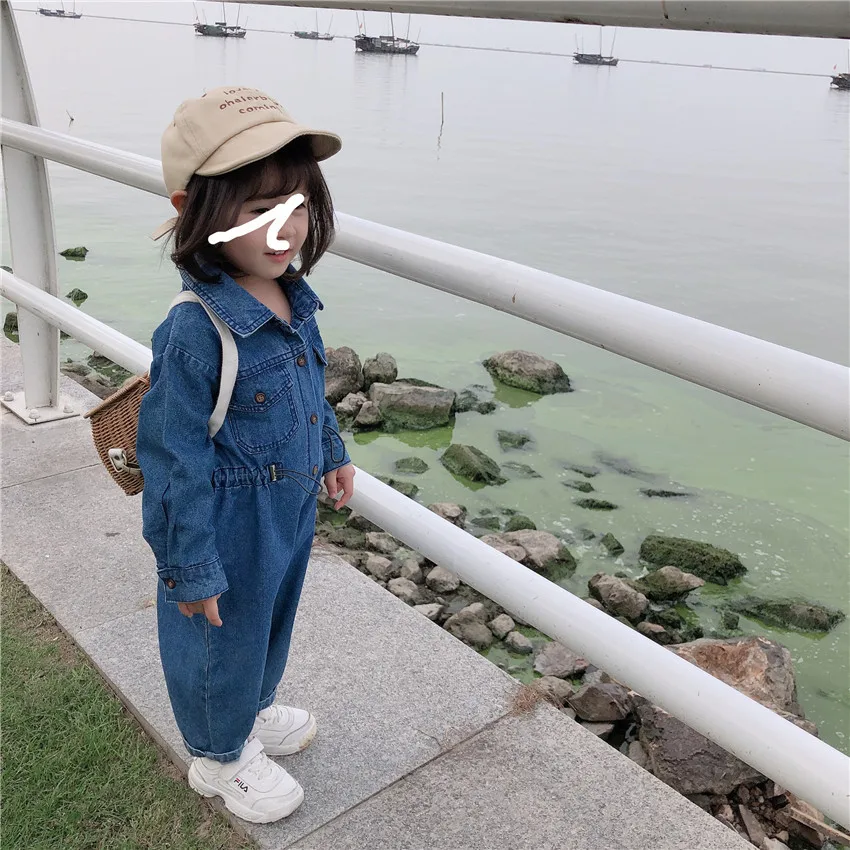 2019 г. Осенняя одежда новые детские джинсовые комбинезоны с длинными рукавами