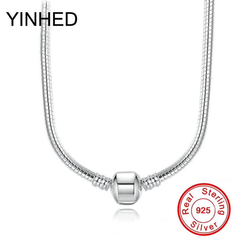 

Оригинальное ювелирное ожерелье YINHED, колье из бисера с застежкой, 100% цельное ожерелье из стерлингового серебра 925 пробы, цепочка-змея для же...