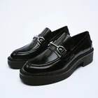 Туфли-Лоферы женские на платформе, без застежки, с металлической цепочкой