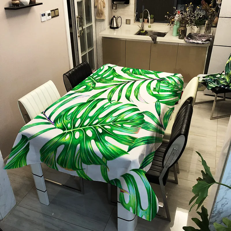

European and American style printed household tablecloth leaf pattern washable decoration household waterproof tablecloth
